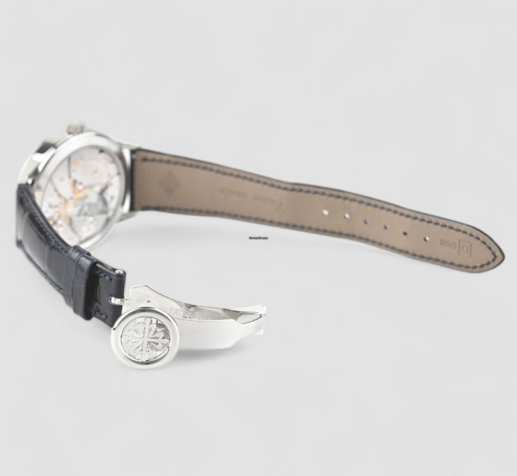 Patek Philippe Perpetual Calendar 5236p In Line Perpetual Calendar Platinum Blue Dial