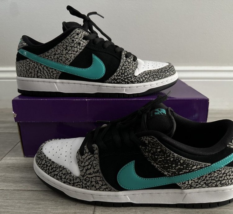 Nike Sb Dunk Low Atmos Elephant Grey Black White Jade Sz 12