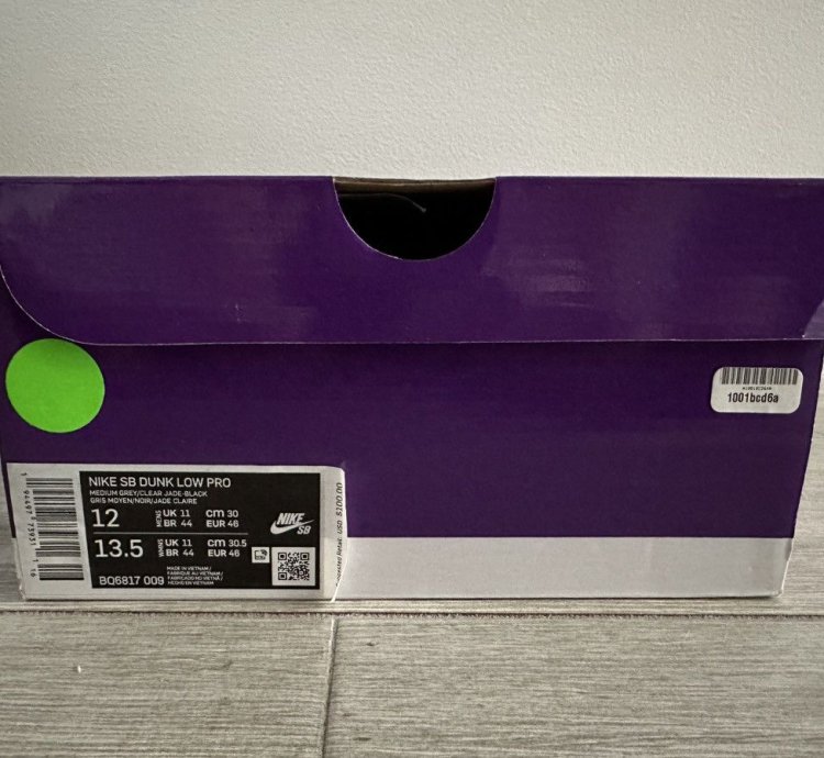 Nike Sb Dunk Low Atmos Elephant Grey Black White Jade Sz 12