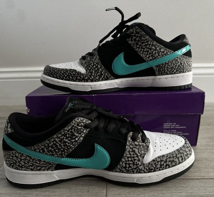 Nike Sb Dunk Low Atmos Elephant Grey Black White Jade Sz 12