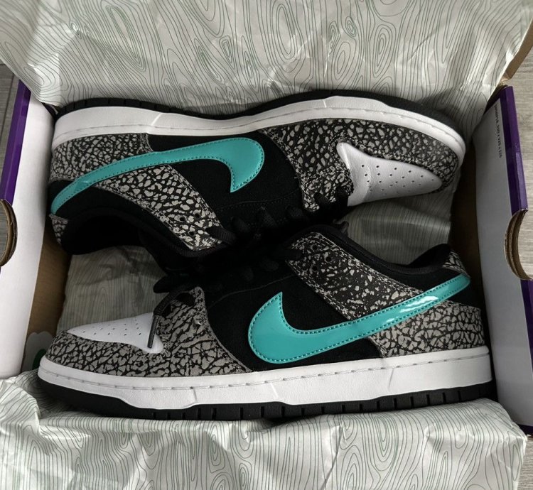 Nike Sb Dunk Low Atmos Elephant Grey Black White Jade Sz 12