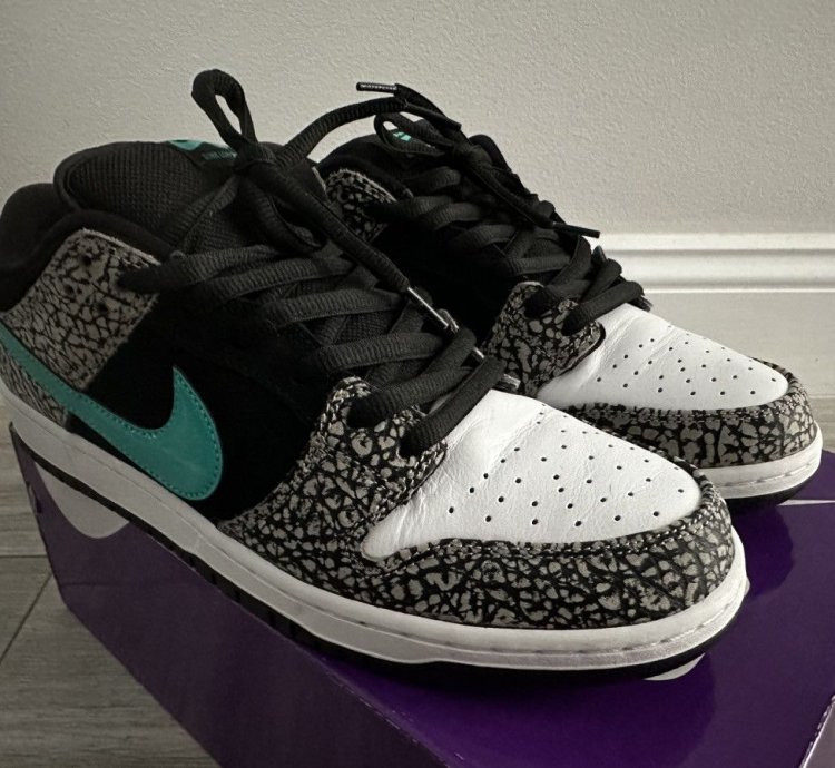 Nike Sb Dunk Low Atmos Elephant Grey Black White Jade Sz 12