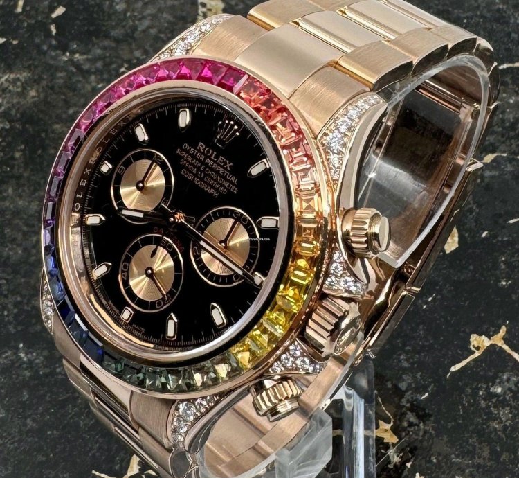 Rolex Daytona Rainbow - Rose Gold - 116505 - Custom Bezel - Diamonds - New