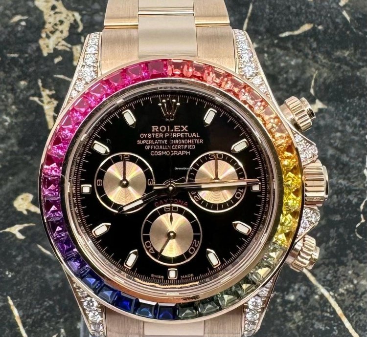 Rolex Daytona Rainbow - Rose Gold - 116505 - Custom Bezel - Diamonds - New