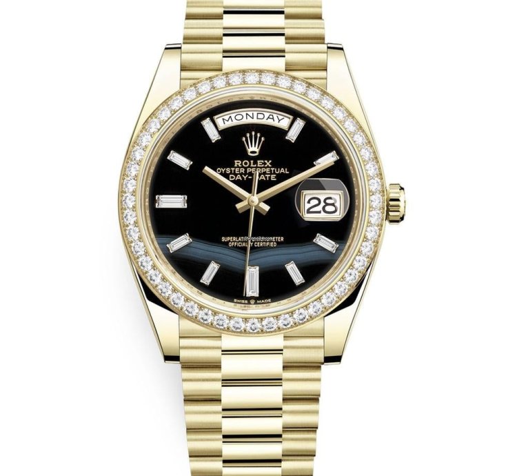 Rolex Day-date 40 Yellow Gold Day-date 40 Watch - Bezel - Black Baguette Diamond Dial 228348rbr