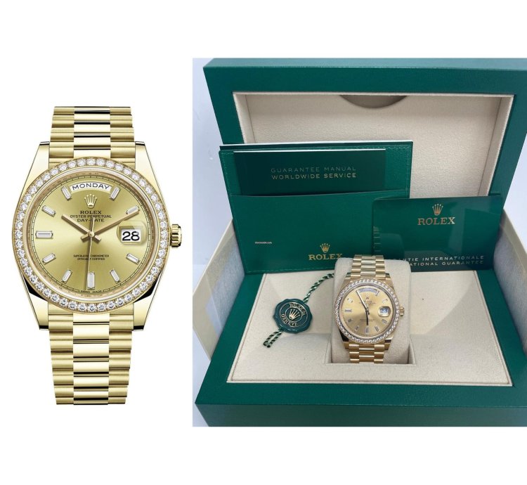 Rolex Day-date 40 Yellow Gold Day-date 40 Watch-yellow Gold Bezel-champagne Baguette Diamond Dial 228348rbr