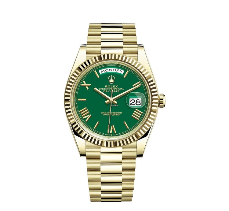 Rolex Day-date 40 Yellow Gold Day-date 40mm Green Roman Dial 228238