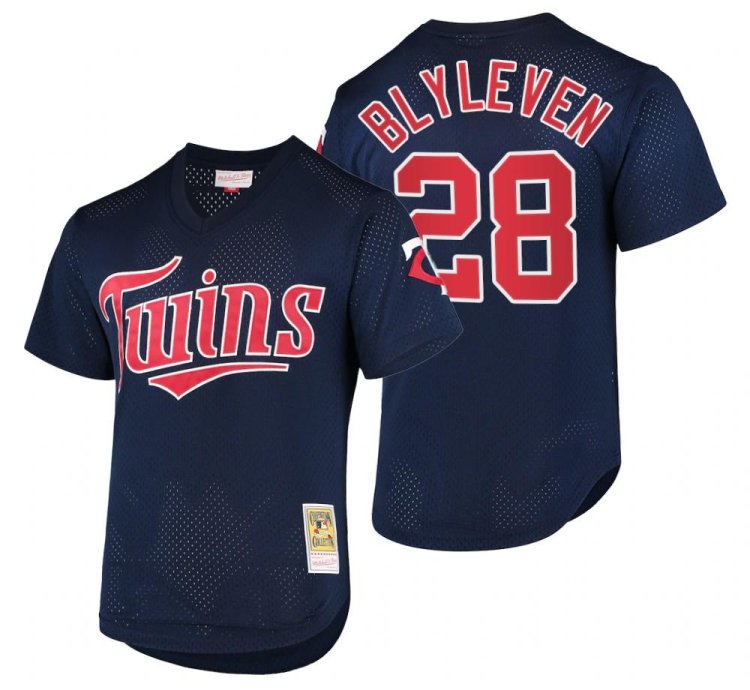 Minnesota Twins Bert Blyleven Navy Throwback Mesh Pullover Jersey