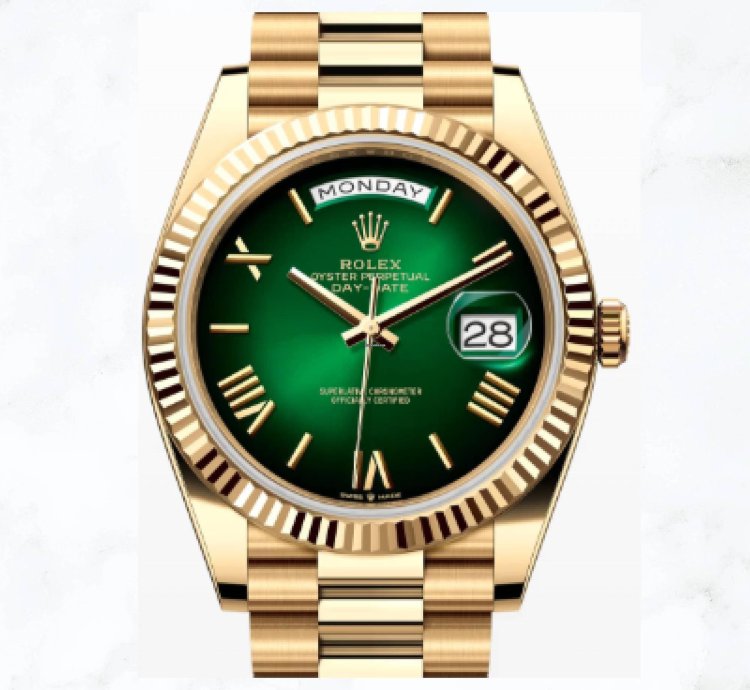 Rolex Day-date 40 Yellow Gold Green Ombr Dial 228238 new Unworn