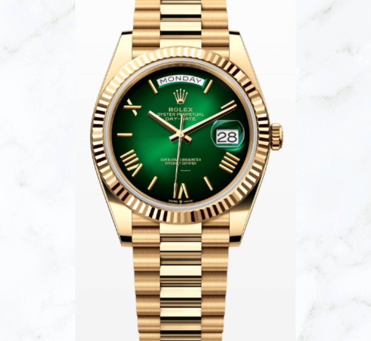 Rolex Day-date 40 Yellow Gold Green Ombr Dial 228238 new Unworn