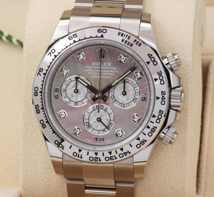 Rolex Daytona Ref 116509 Gold Crystal Mother Of Pearl Diamond Dial