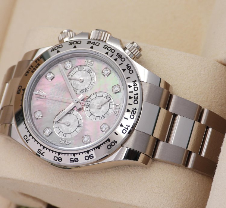 Rolex Daytona Ref 116509 Gold Crystal Mother Of Pearl Diamond Dial