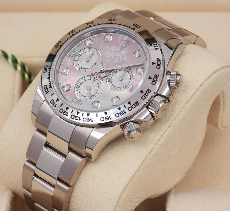 Rolex Daytona Ref 116509 Gold Crystal Mother Of Pearl Diamond Dial