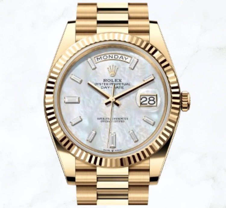 Rolex Day-date 40 Yellow Gold Mother Of Pearl Diamond Dial 228238 new Unworn