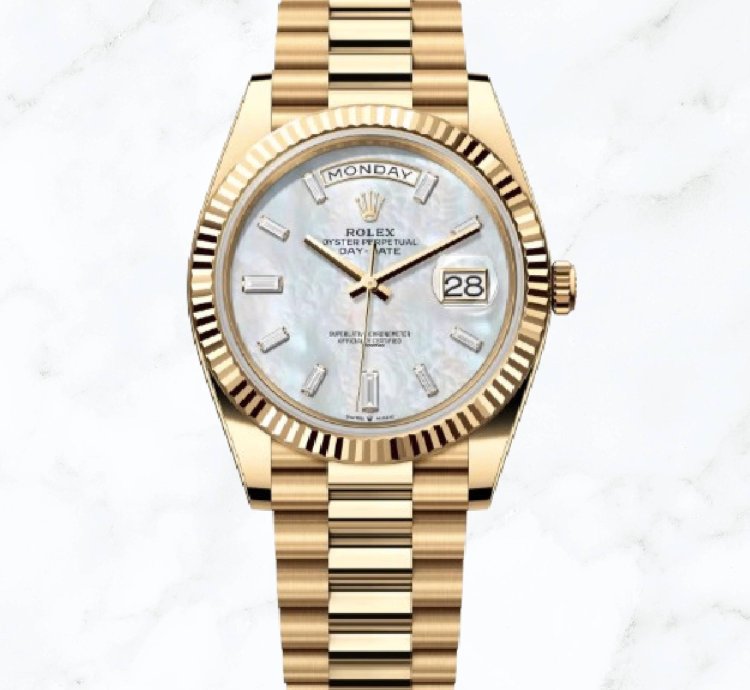 Rolex Day-date 40 Yellow Gold Mother Of Pearl Diamond Dial 228238 new Unworn