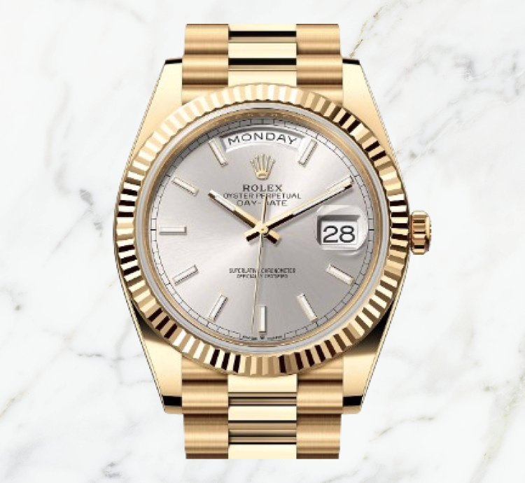 Rolex Day-date 40 Yellow Gold Silver Dial 228238 new Unworn