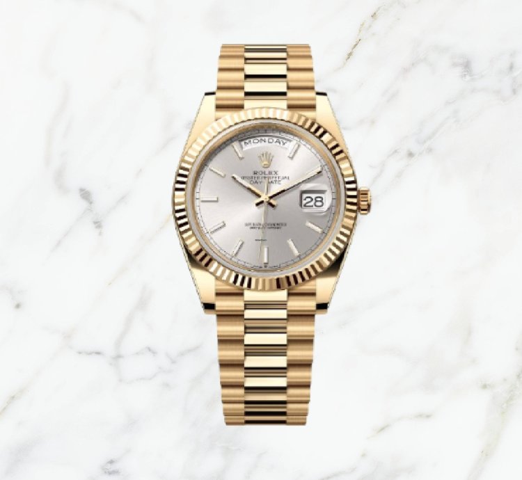 Rolex Day-date 40 Yellow Gold Silver Dial 228238 new Unworn