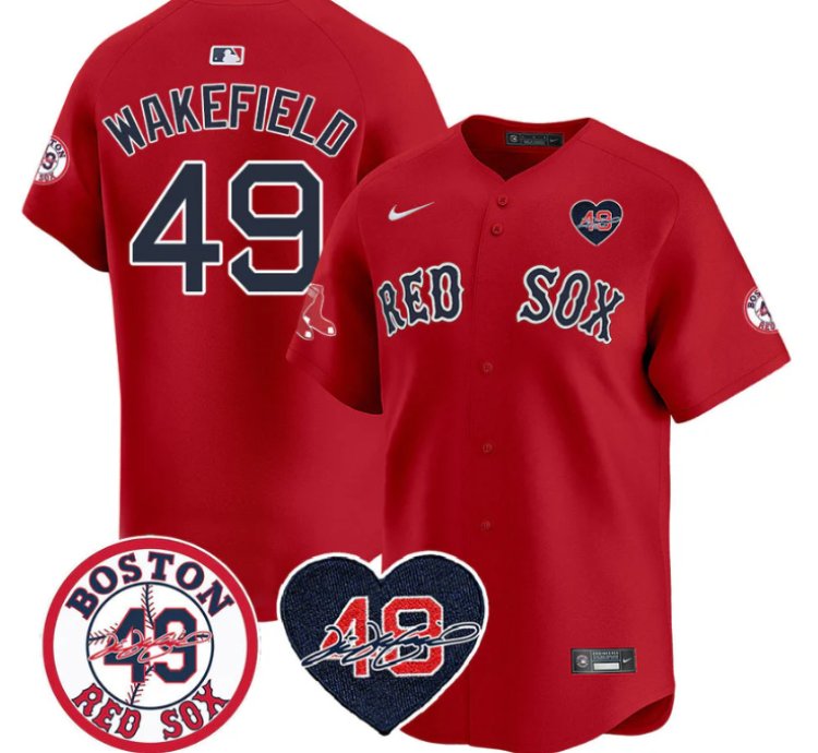 Tim Wakefield Jersey 49 Boston Red Sox Tim Wakefield Memorial Patch Stitched Red