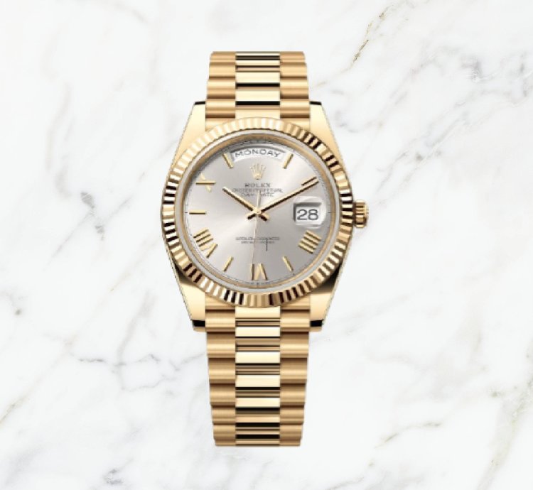 Rolex Day-date 40 Yellow Gold Silver Roman Dial 228238 new Unworn