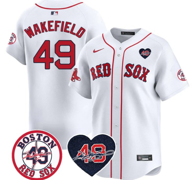Tim Wakefield Jersey 49 Boston Red Sox Tim Wakefield Memorial Patch Stitched White