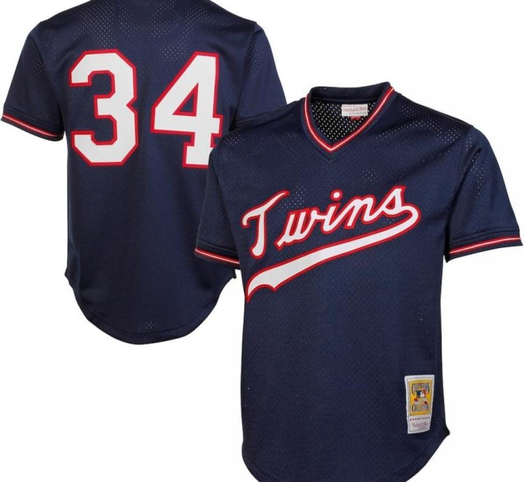 Minnesota Twins Kirby Puckett Navy 1985 Throwback Mesh Pullover Jersey