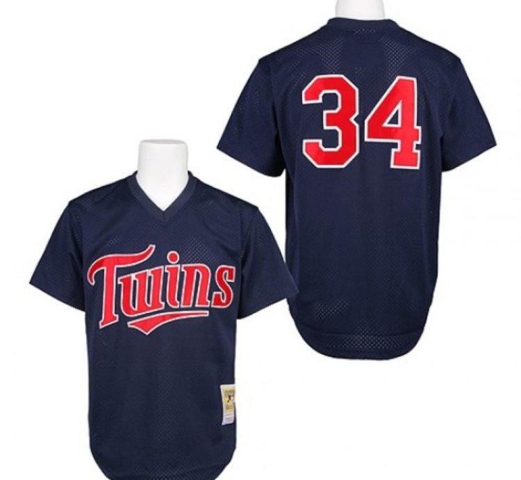 Minnesota Twins Kirby Puckett Navy 1991 Throwback Mesh Pullover Jersey