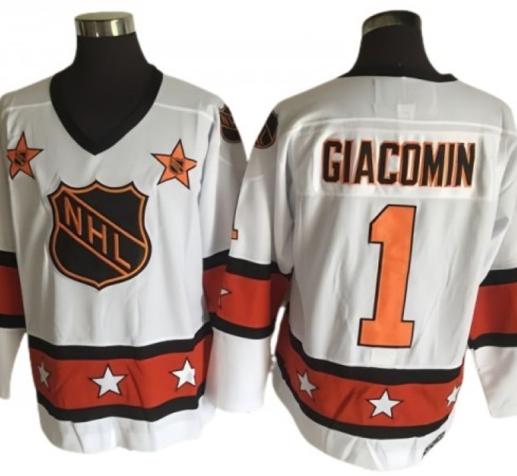 Nhl 1973 All Star Game 1 Eddie Giacomin Vintage Ccm Jersey - White