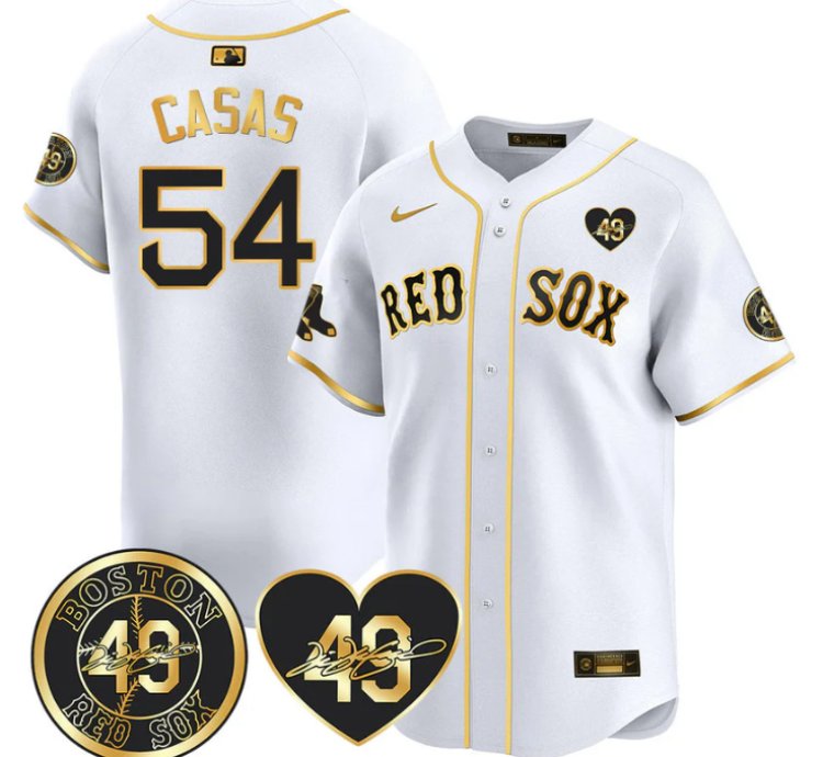 Triston Casas Jersey 54 Boston Red Sox Tim Wakefield Memorial Patch Stitched White Gold