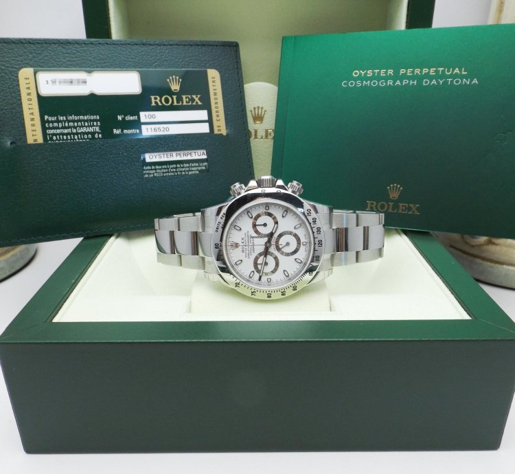 Rolex Daytona Ref 116520 White Chromalight Aph Nos New Full Set Stickers