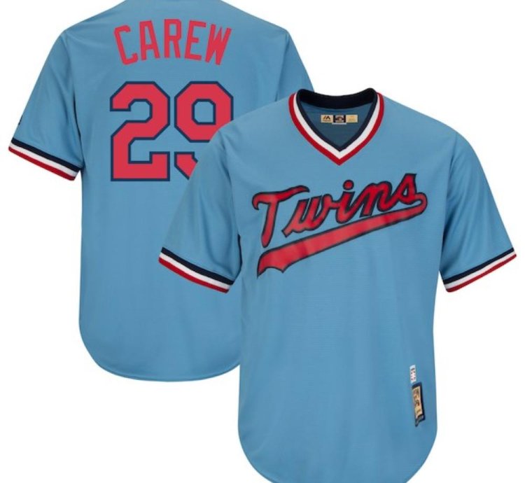 Minnesota Twins Rod Carew Blue Throwback Pullover Jersey