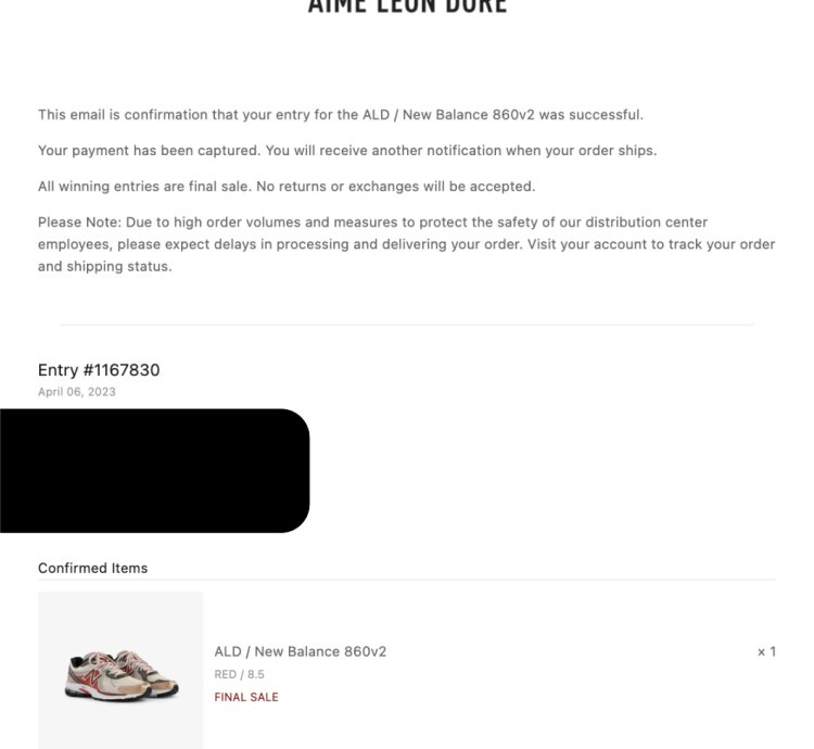 Aime Leon Dore New Balance 860v2 Red -ald Confirmed Order