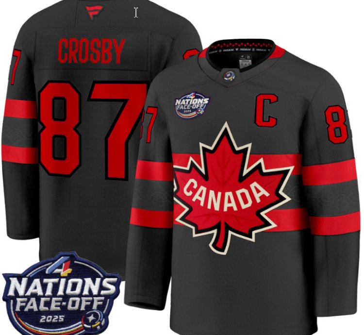 Mens Sidney Crosby Jersey 87 Canada 4 Nations Face-off 2025 Stitched Black