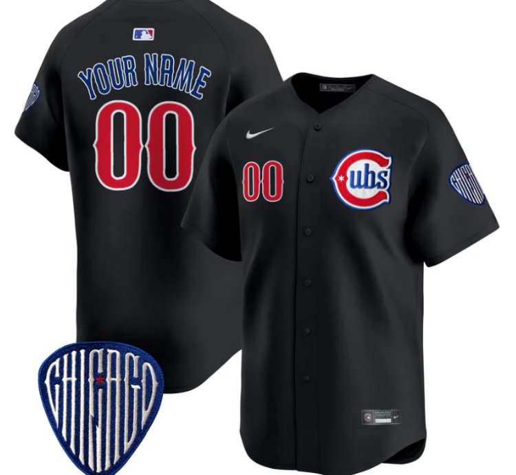 Custom Chicago Cubs Jersey Blue Alternate Vapor Premier Limited Stitched Black