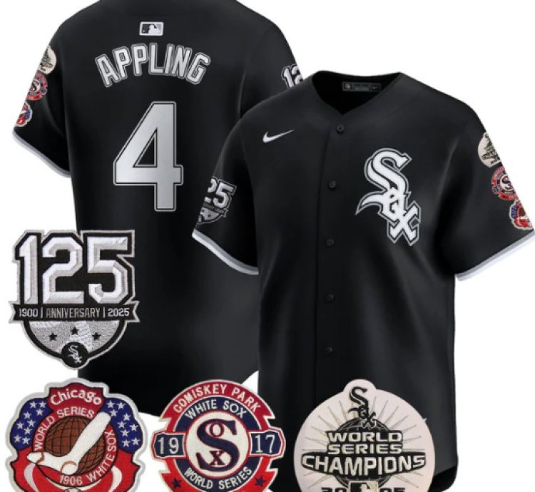 Luke Appling Jersey 4 Chicago White Sox 125th Anniversary World Series Champions Black