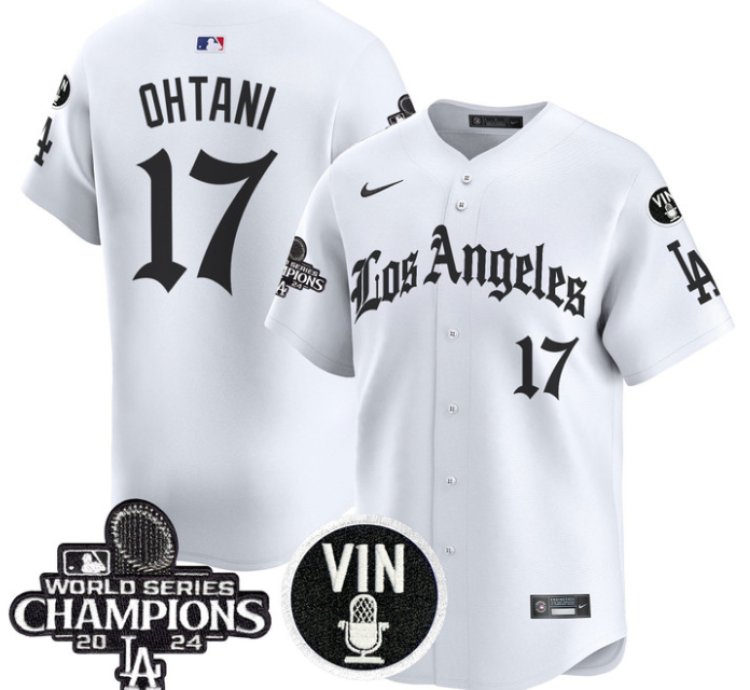 Shohei Ohtani Jersey 17 Dodgers 2025 La Gothic Style Vapor Premier Limited Stitched White