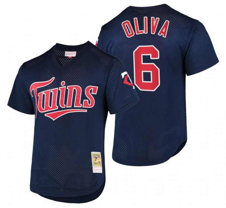 Minnesota Twins Tony Oliva Navy Throwback Mesh Pullover Jersey
