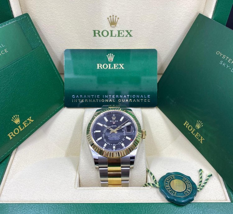 Rolex Sky-dweller In Hand 2022 Sky-dweller 326933 18k Steel Black Yellow Gold Oyster