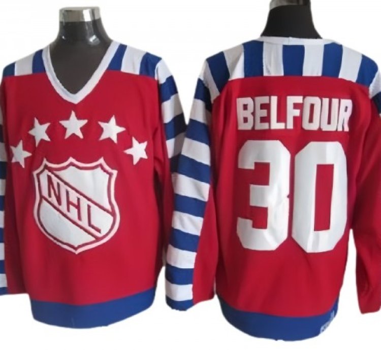 Nhl 1992 All Star Game 30 Ed Belfour Vintage Ccm Jersey - Red