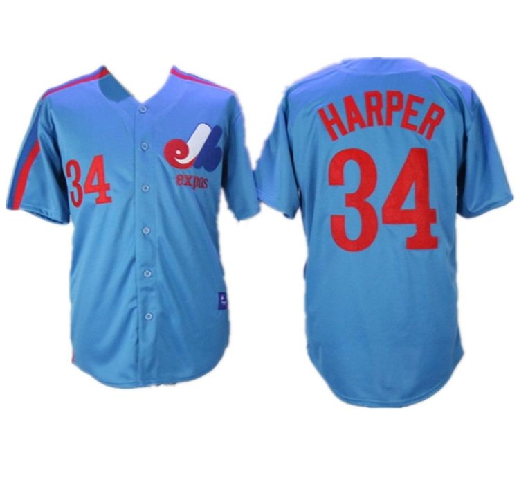 Montreal Expos Bryce Harper Blue Throwback Jersey