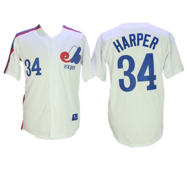 Montreal Expos Bryce Harper White Cooperstown Throwback Jersey
