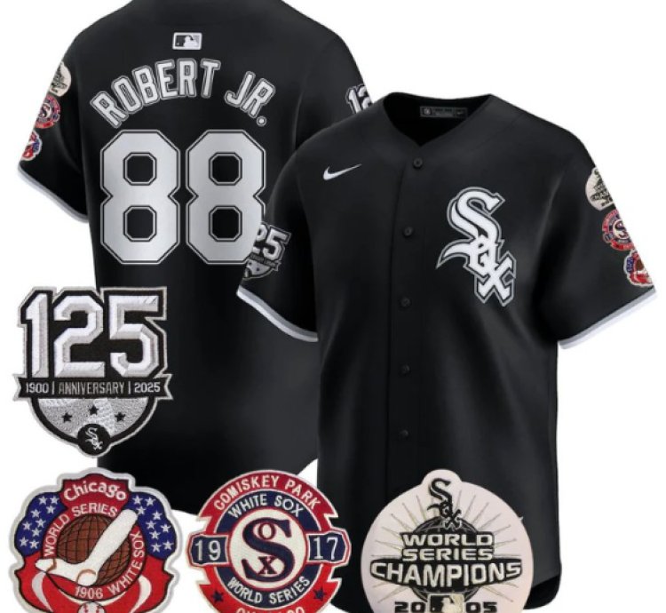 Luis Robert Jr Jersey 88 Chicago White Sox 125th Anniversary World Series Champions Black