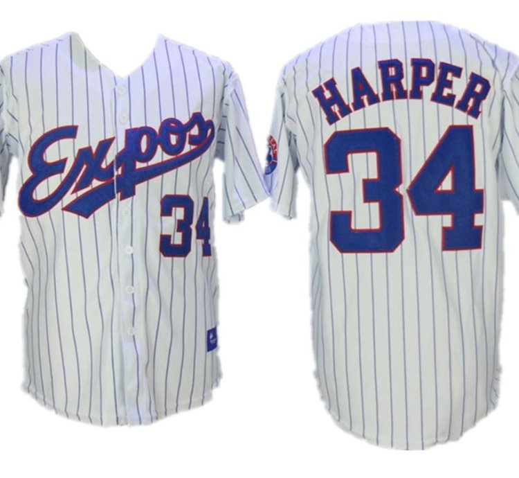 Montreal Expos Bryce Harper White Throwback Jersey