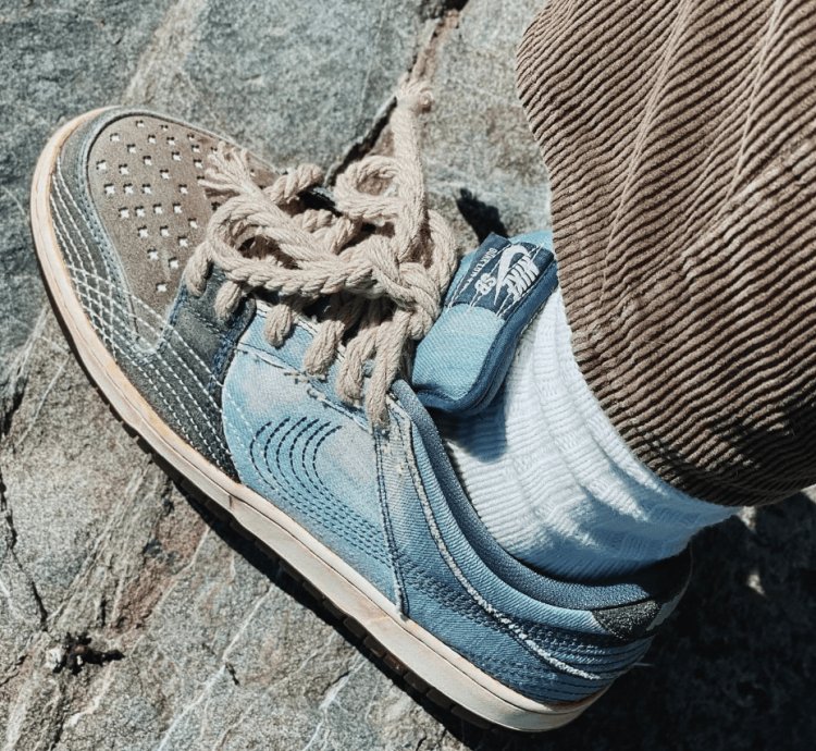 Nike Sb Dunk Low Denim Sashiko Sun Faded Rope Laces Andu