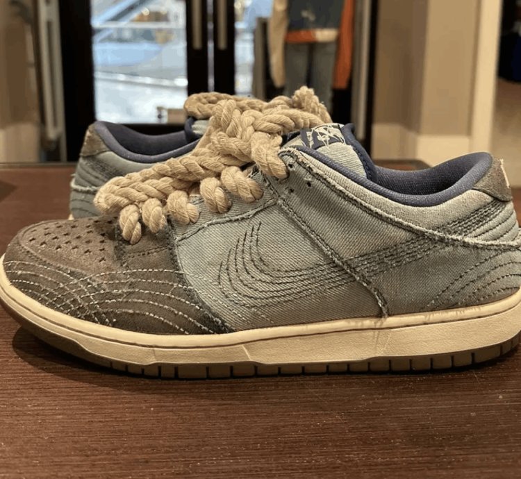 Nike Sb Dunk Low Denim Sashiko Sun Faded Rope Laces Andu