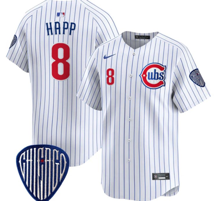 Ian Happ Jersey 8 Chicago Cubs Blue Alternate Vapor Premier Limited Stitched Pinstripe
