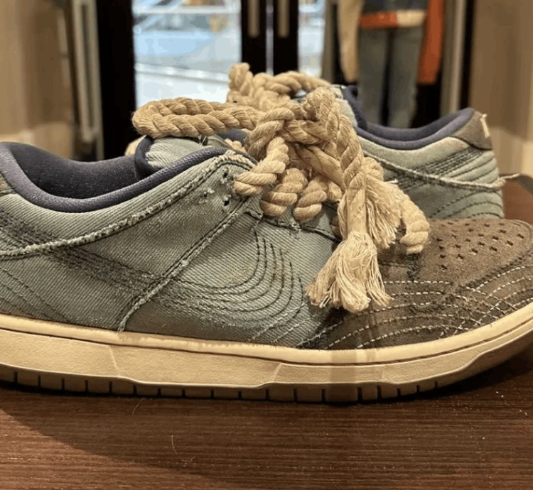 Nike Sb Dunk Low Denim Sashiko Sun Faded Rope Laces Andu
