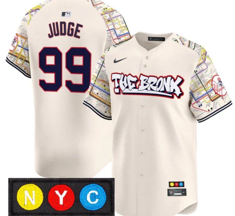 Aaron Judge Jersey 99 New York Yankees The Bronx Subway Style Premier Stitched Cream