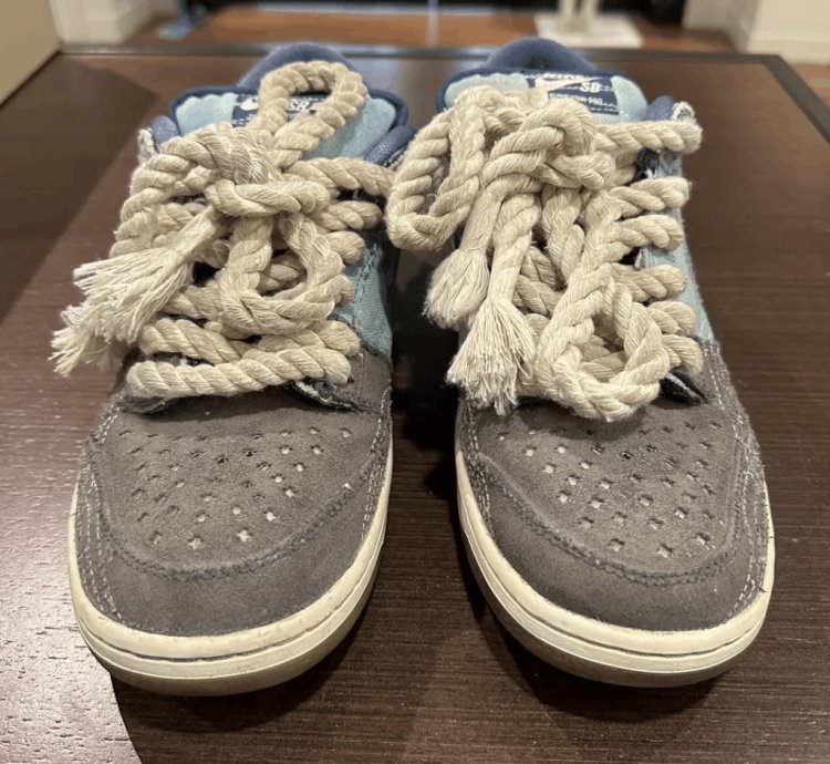 Nike Sb Dunk Low Denim Sashiko Sun Faded Rope Laces Andu