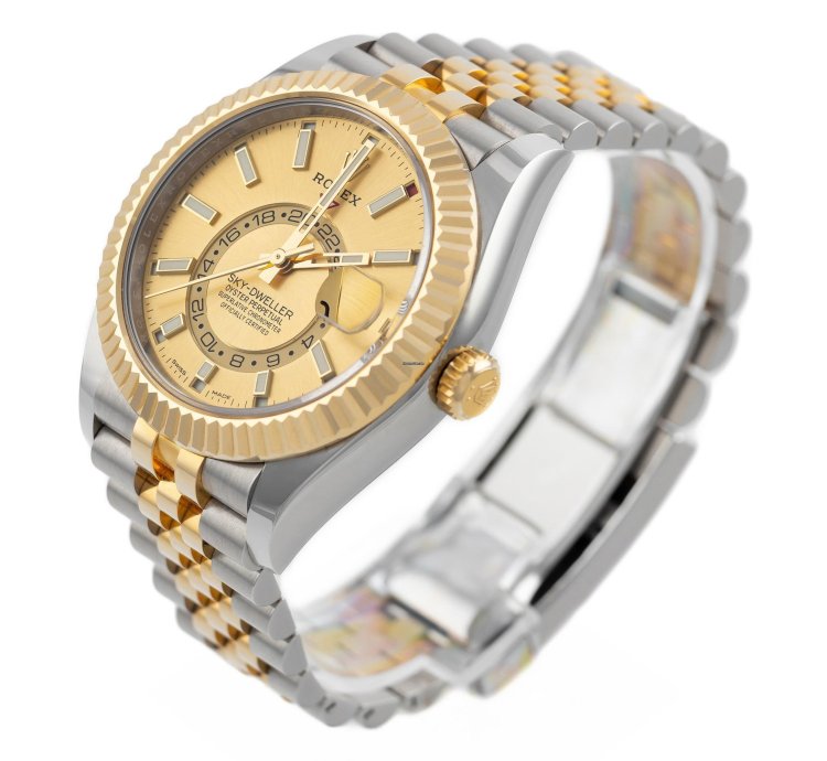 Rolex Sky-dweller Jubilee Steel Yellow Gold 18k Gold Dial Ref 326933 Full Set Unworn