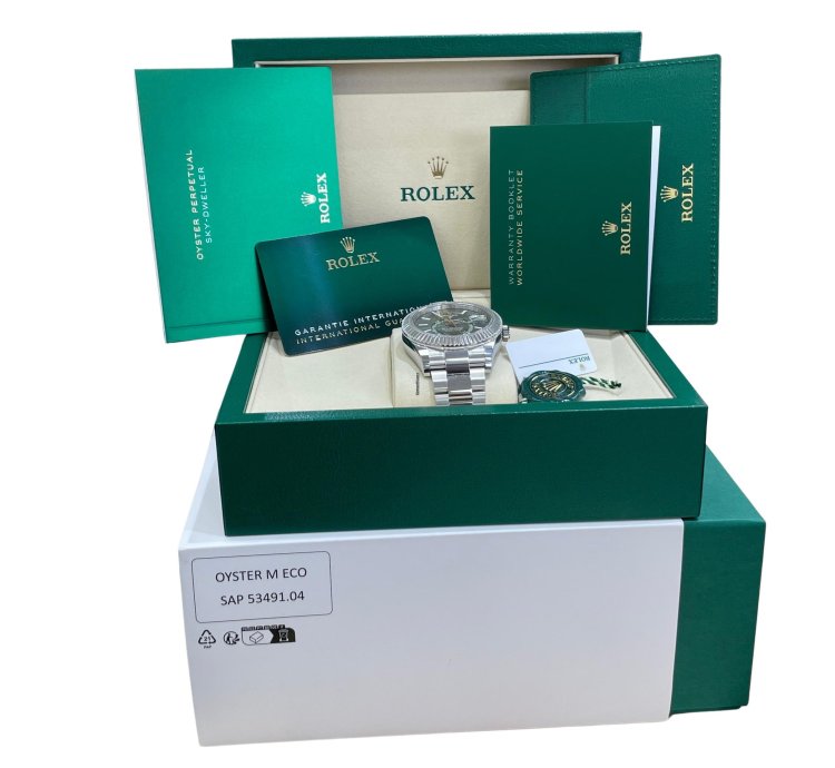 Rolex Sky-dweller Mar 2025 Papers Rolex Sky-dweller Green Oyster 42mm 336934 Box